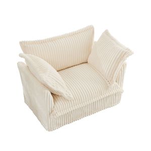 Comoda Poltrona Singola con 1 Grande Cuscino Schienale e 2 Grandi Cuscini Decorativi, Rivestita, per Soggiorno, Disponibile in Diverse Grandi Misure - Product Image 4