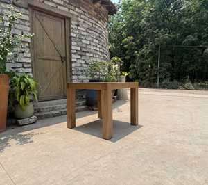 <b>Rustic</b> Brown Recycled <b>Wood</b> Oak <b>Table</b> Furniture for Home Use from VietNam Square Solid <b>Wood</b> <b>Dining</b> <b>Table</b>. - Product Image 4