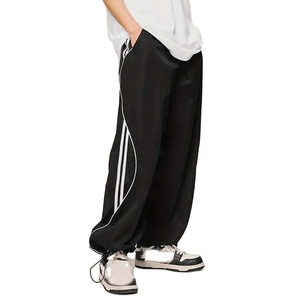 Men New Breathable Side Stripe Windbreaker Joggers pants Quick Dry Summer Casual Joggers pants Wide Leg Drawstring Lightweight - Product Image 2