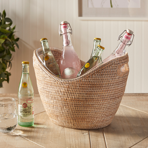 Cubos de cubitos de hielo de ratán de diseño personalizado, cubo enfriador de bebidas ecológico para vino y champán - Product Image 3