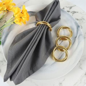 Modern Gold Napkin Rings Set of 6 Metal Serviette Holders for Wedding Reception Dinner Table Decoration Luxury Home Tableware - Product Image 1