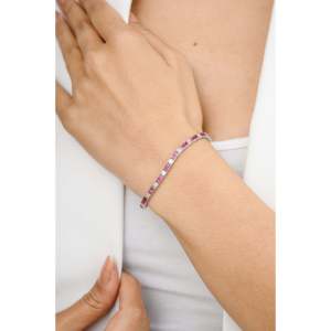 Gold <b>Ruby</b> Diamond Fashion Tennis <b>Bracelet</b> - Product Image 4