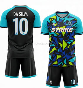 Maillot de football unisexe de haute qualité à manches courtes et col en V, ensembles d'uniformes de football, service OEM, 100% polyester, 320g, respirant, faible MOQ - Product Image 6
