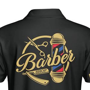 Camiseta Sublimada para Barbería al por Mayor, Personalizada con el Logotipo de la Tienda, Cuello en V, Poliéster, Uniforme de Corte Regular, Manga Corta para Hombre, para Salón - Product Image 6