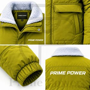 Trendy <b>Men's</b> <b>Shearling</b> Collar Puffer Jacket Winter Padded <b>Coat</b> Wholesale Insulated Quilted Bomber Jacket Custom Manufacturer - Product Image 3