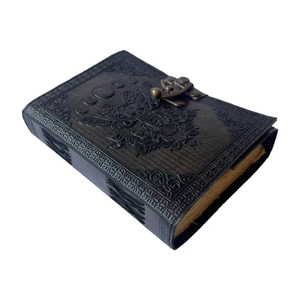 Charcoal Luna Moth Embossed Genuine Leather Gift Sewing Bound <b>Journal</b> Antique <b>Book</b> Shadows A5 Notebook Sketchbook Blank Diary - Product Image 1