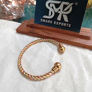 Premium Twisted <b>Copper</b> Open Cuff Bangle Handmade Polished Two Tone Adjustable <b>Bracelet</b> Contemporary Fashion Jewelry Men Women - Product Image 4