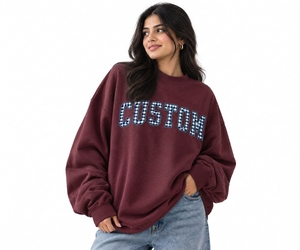 Fabricante de Ropa Casual: Sudadera Oversize de Cuello Alto para Mujer, de Algodón y Felpa, Corte Holgado, Manga Larga - Product Image 1