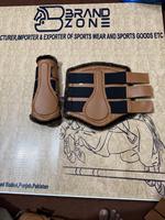 BRAND ZONE Bottes équestres en cuir verni pour chevaux, protège-tendons, protège-attelles avec néoprène 8MM et fausse fourrure