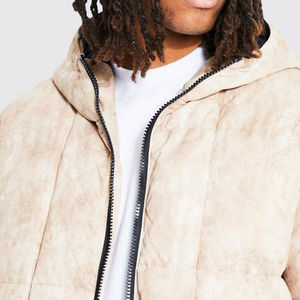 Veste d'hiver pour homme, personnalisable avec logo, couleur unie, à capuche, boutonnée avec fermeture éclair, rembourrée, chaude et élégante, pour l'extérieur - Product Image 2