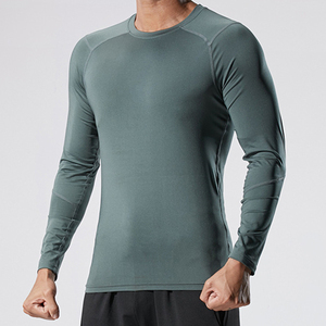 Men's Long Sleeve Compression Shirt Black Slim Fit Quick Dry Sporty O-Neck Base <b>Layer</b> Top Printed Logo Customizable - Product Image 5