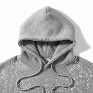 Nouveau design – Sweat à capuche tricoté décontracté pour homme avec strass, 100 % coton, écologique, avec poche, poids lourd, le plus vendu - Product Image 4