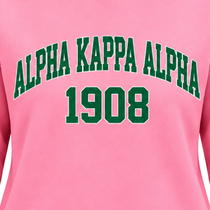 Fashion AKA <b>Pink</b> Mock Neck <b>Sweatshirt</b> for Ladies Custom Embroidery Sorority Letter Design Relaxed Fit Long Sleeve Pullover - Product Image 6