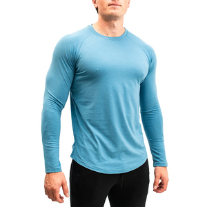 Nouveaux T-shirts à manches longues pour hommes 100% coton écologiques à séchage rapide, col rond, coupe classique, pour la gym, l'entraînement et la course à pied - Product Image 1