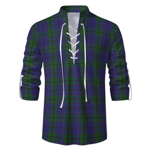 Camisa Escocesa Tradicional Jacobita Ghillie Kilt de Tartán Negro para Hombre con Cordones, Venta al por Mayor, OEM ODM - Product Image 2