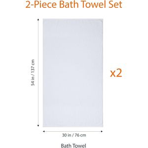 Set di Asciugamani da Bagno Oversize in Cotone 100%, 2 Pezzi, Asciugatura Rapida, 137 x 76 cm, Bianco - Product Image 2
