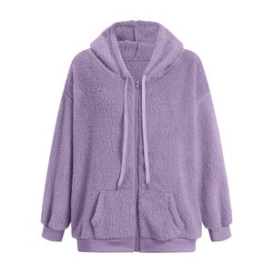 Sweat à capuche zippé en polaire Sherpa brodé personnalisé pour hommes et femmes, doux, chaud, en peluche, pour l'hiver, décontracté, mode, extérieur - Product Image 1