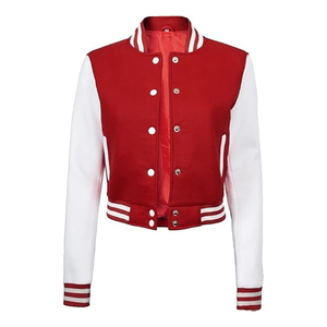 Cropped Letterman <b>Jacket</b> Women <b>Leather</b> Sleeve Baseball <b>Jacket</b> Custom Apparel Supplier USA - Product Image 2