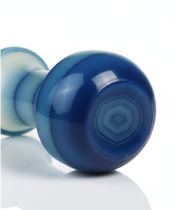 Jarrón de Piedra Ónix Azul Cielo Hecho a Mano - Florero de Mármol con Rayas Horizontales para Decoración de Hogar de Lujo y Mesa Moderna Elegante - Product Image 2