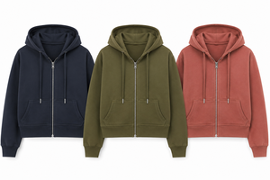 <b>Women</b>’s Cropped Full Zip Hoodie Cotton Elastane Blend French Terry Gym Workout <b>Jacket</b> with Pockets Custom Logo OEM Manufacturer - Product Image 6