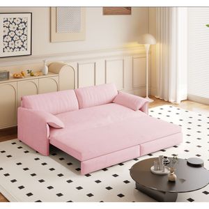 Divano letto convertibile Queen in velluto da 66 pollici, 3-in-1, con contenitore laterale, multifunzionale per soggiorno - Product Image 3