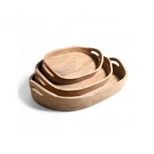 Plateaux en bois naturel pour servir du thé ou du café, disponibles en formes rondes et rectangulaires - Product Image 4