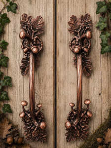 Manija de puerta de hierro forjado de estilo clásico, con diseño de hoja de roble – accesorio decorativo para portones. - Product Image 3