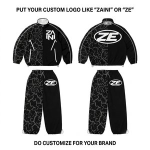 Traje Cortavientos Transpirable de Microfibra de Poliéster de 300g para Hombre ZAINI, Negro con Paneles Grises, Logotipo Personalizado con Impresión por Transferencia de Calor - Product Image 1