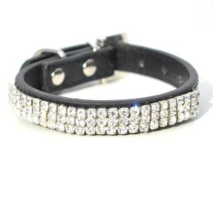 Collier de chien en cuir de cristal fantaisie avec boucles en laiton collier de chien en cuir de conception de cristal sur mesure - Product Image 1