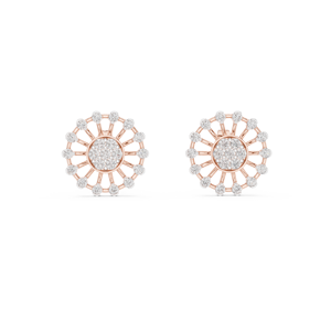Juego de pendientes clásicos con diamantes cultivados en laboratorio, engastados en oro rosa macizo de 18 quilates, estilo vintage, para compromiso, bodas, fiestas, eventos y uso diario. - Product Image 1