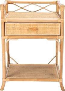 Table de chevet en rotin naturel artisanal, 1 tiroir, armoire en bambou et rotin pour chambre à coucher, vente en gros vietnamienne - Product Image 4