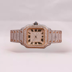 Reloj de Lujo con Logotipo Personalizado, Adornado con Moissanita, Esfera Cuadrada con Números Romanos, Certificado IGI y Claridad VVS - Product Image 5