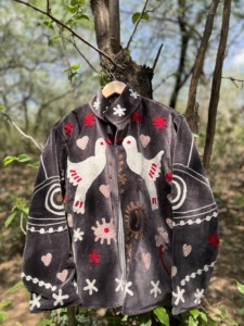 Chaqueta corta de invierno para mujer, de terciopelo, bordada a mano |   Abrigo Informal de Diseñador sin Cierre - Product Image 5