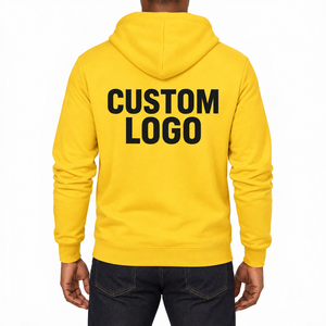 Sudadera con Capucha Amarilla para Hombre, Corte Regular, Color Sólido, Informal, de Forro Polar, con Bolsillo, Manga Larga, para Otoño, 100% Algodón - Product Image 2