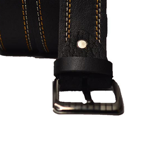 Ceinture en cuir de vachette noir avec boucle à ardillon rectangulaire, style décontracté, durable, moulage monobloc - Product Image 4