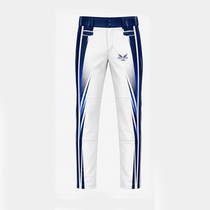Pantalones de Béisbol Sublimados, Corte Ajustado, Transpirables, de Secado Rápido, Diseño a Rayas con Bolsillos, Patrón Blanco y Azul, Venta al Por Mayor - Product Image 2