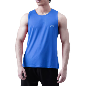 Solid Blue Wide Shoulder Tank Tops Slim Fit Gym Fitness Running <b>Vest</b> for Workout & Casual Wear - Product Image 3