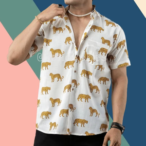 Camisa de algodón para hombre, estampada a mano, de manga corta, suave, de diseñador, para fiesta, de manga larga. - Product Image 1