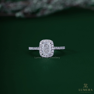 1.41CT Designer <b>Cushion</b> Cut Lab Grown Diamond <b>Wedding</b> <b>Ring</b> Solitaire Halo Pave Setting for Women - Product Image 1