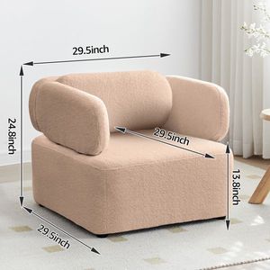 Fauteuil de lecture en velours Teddy de style Mid-Century, chaise d'appoint avec coussins épais, siège rembourré en coton, canapé de salon - Product Image 6