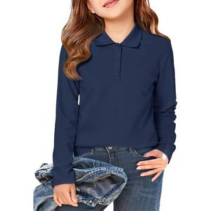 Camisetas Polo Personalizadas para Niñas, Manga Larga, Cuello Camisero, Uniformes Escolares Casuales - Product Image 6