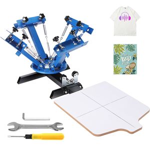 Macchina Serigrafica a 4 Colori con 1 Stazione, 21.2x17.7in/54x45cm, Pressa a Doppio Strato, Rotazione a 360 Gradi, Stampante Serigrafica per Prodotti - Product Image 6