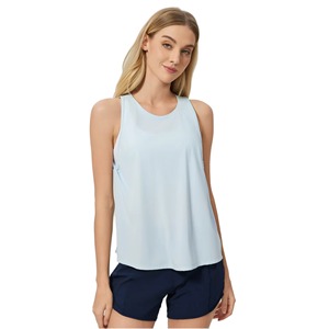 Camiseta sin mangas para mujer, para gimnasio, entrenamiento, yoga, correr, de secado rápido, transpirable, deportiva, con logo personalizado frontal. - Product Image 1