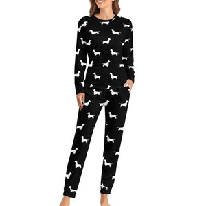 Ensemble de pyjama 100 % coton pour femme, vêtements de nuit longs personnalisés, sous-vêtements d'hiver en gros, logo personnalisé, motif sexy de haute qualité - Product Image 1