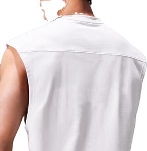 Men's Stylish Sleeveless Fitness Tank <b>Tops</b> with Badge Button Decoration Summer-Suitable Sports <b>Vest</b> for Daily Gym Training - Product Image 5