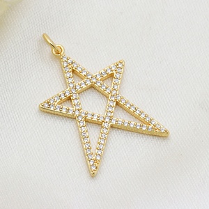 จี้รูปดาวเปิดประดับเพชรคิวบิกเซอร์โคเนียชุบทองคำขาว 925 ขายส่งจาก Memoria Jewels - Product Image 4