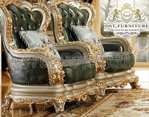 Ensemble de canapés de salon exclusif de style européen Ensemble de canapés sculptés en bois de style royal impérial Ensemble de canapés sculptés impériaux dorés - Product Image 3