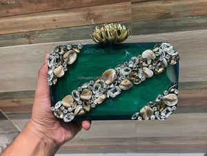 resin crafts 2026 Custom Acryl <b>Green</b> Plastic Women'S Clutches Party Purse Resin Acrylic <b>Evening</b> Clutch <b>Bag</b> Handbag from India - Product Image 4