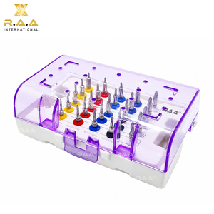 Kit de 25 fraises coniques dentaires en acier inoxydable avec embouts de protection et boîte de rangement, certifié CE Classe I, ensemble d'implants manuels, logo personnalisé - Product Image 5