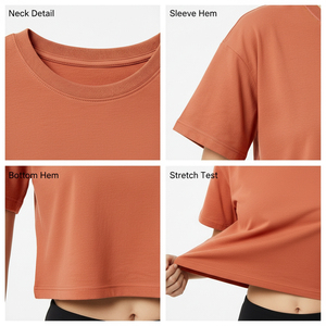 Women Cotton <b>Cropped</b> Short Sleeve T-Shirt Boxy Oversized Streetwear Casual Summer T Shirt OEM Custom Logo Bulk Wholesale - Product Image 6